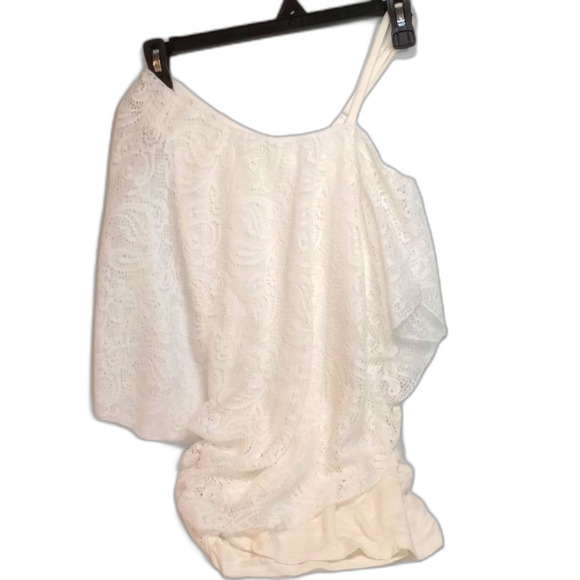 Studio Y off white lace size small one shoulder layered shirt womens juniors - Picture 1 of 6
